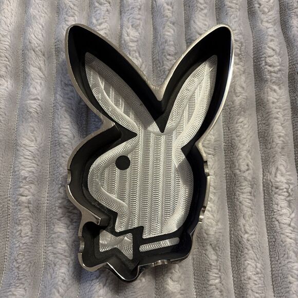 Playboy Bunny Ashtray Chrome Black Metal Collectable Vintage - Picture 1 of 10